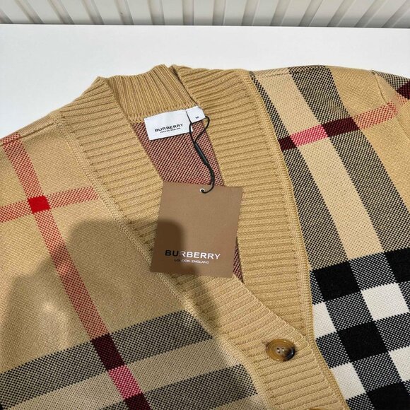 Burberry - Check Wool Cashmere Jacquard Cardigan - Picture 4 of 11